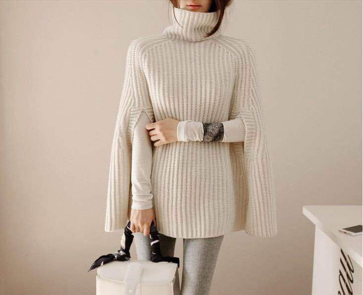 Pull femme avec col roulé et ceinture Levoire
