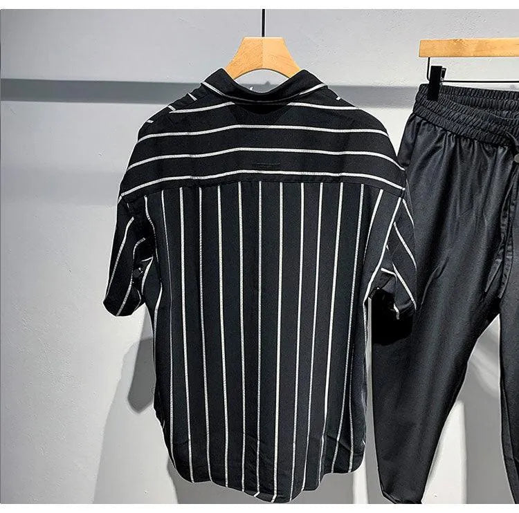Levoire | Chemise à rayures à manches courtes pour hommes avec une coupe confortable et ample