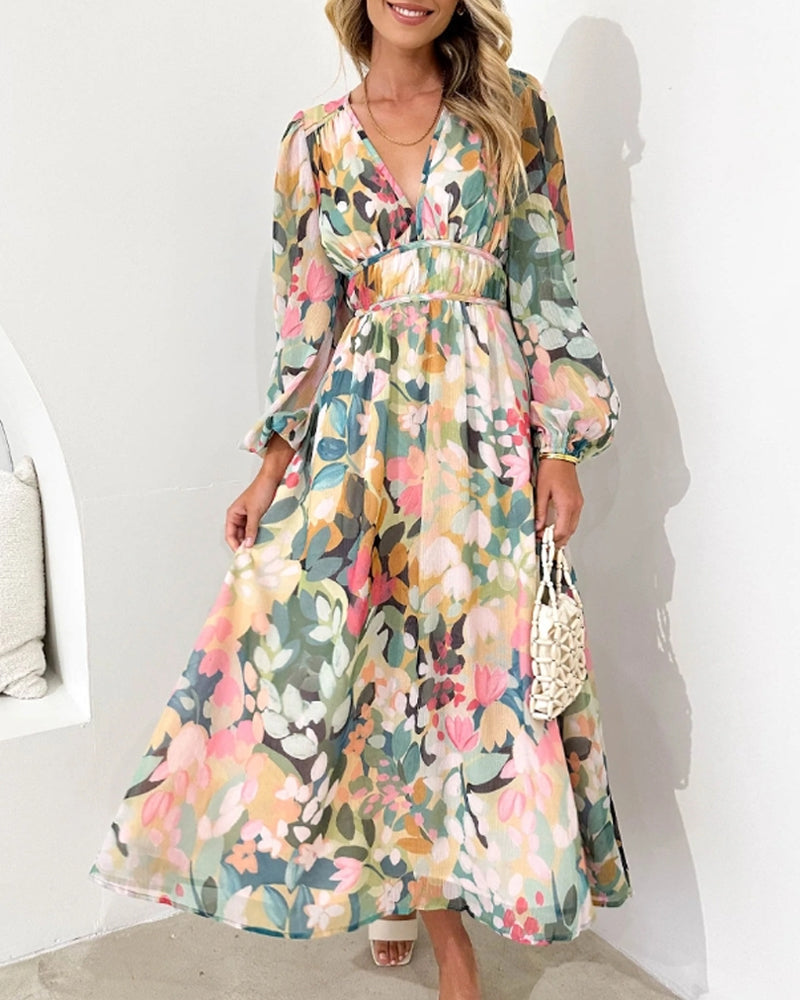 Levoire | Robe Maxi Boho À Fleurs Vert foncé (Presque épuisé)