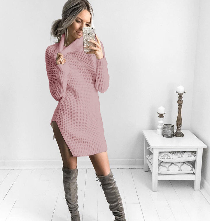 Pull en maille pour femme avec col haut et fente latérale Levoire
