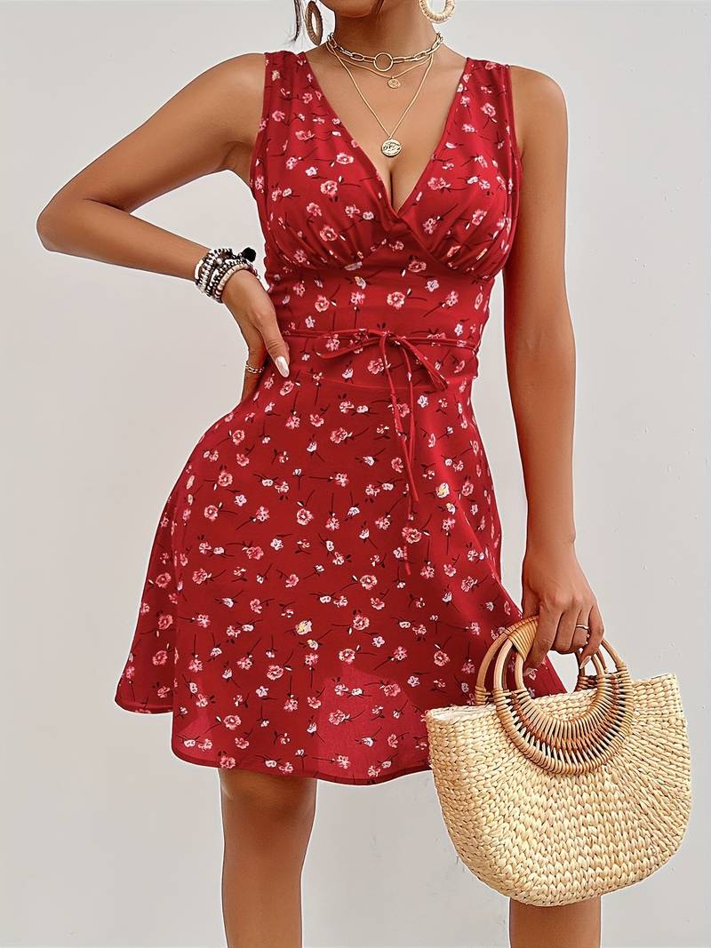 Levoire | Robe Sans Manches Avec Ceinture Et Décolleté En V