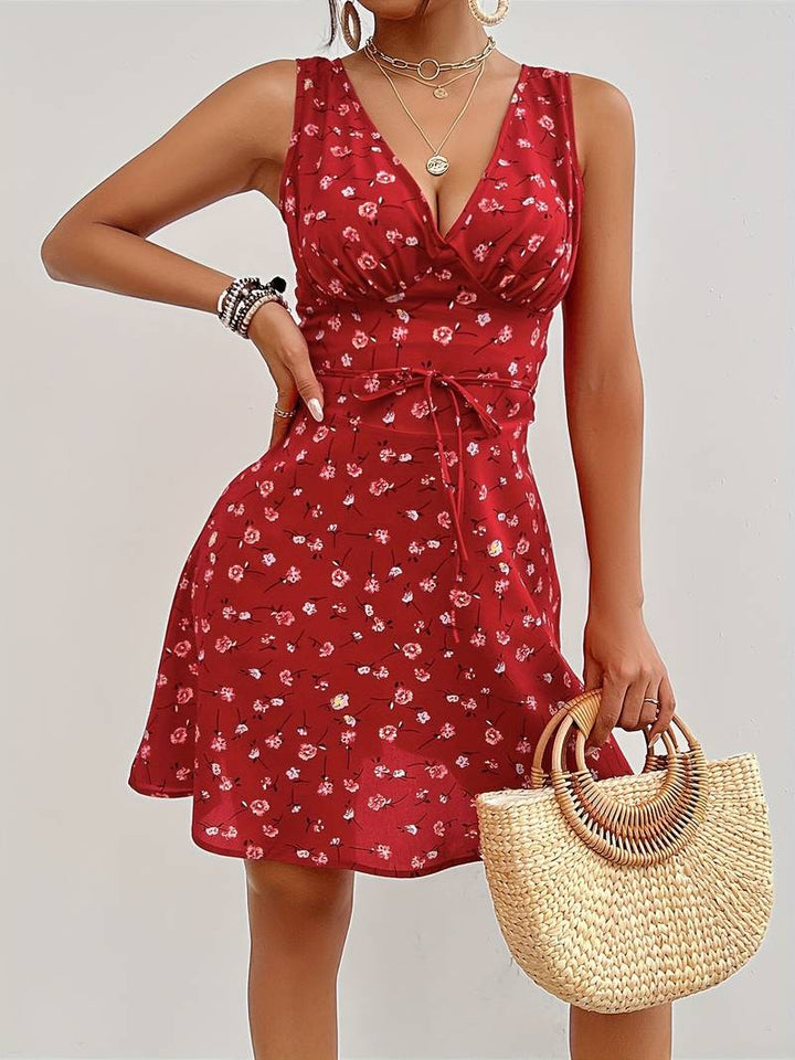 Levoire | Robe Sans Manches Avec Ceinture Et Décolleté En V