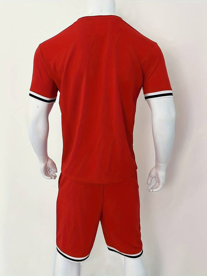 Levoire | T-Shirt Rayé Respirant Et Shorts Décontractés