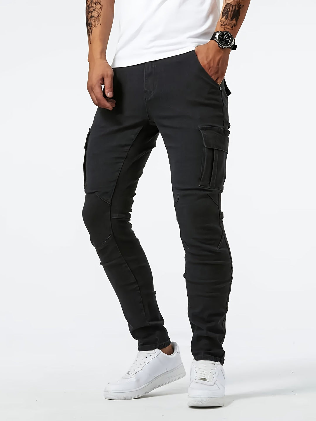 Levoire | Slim Fit Cargo Jeans Im Streetstyle Noir