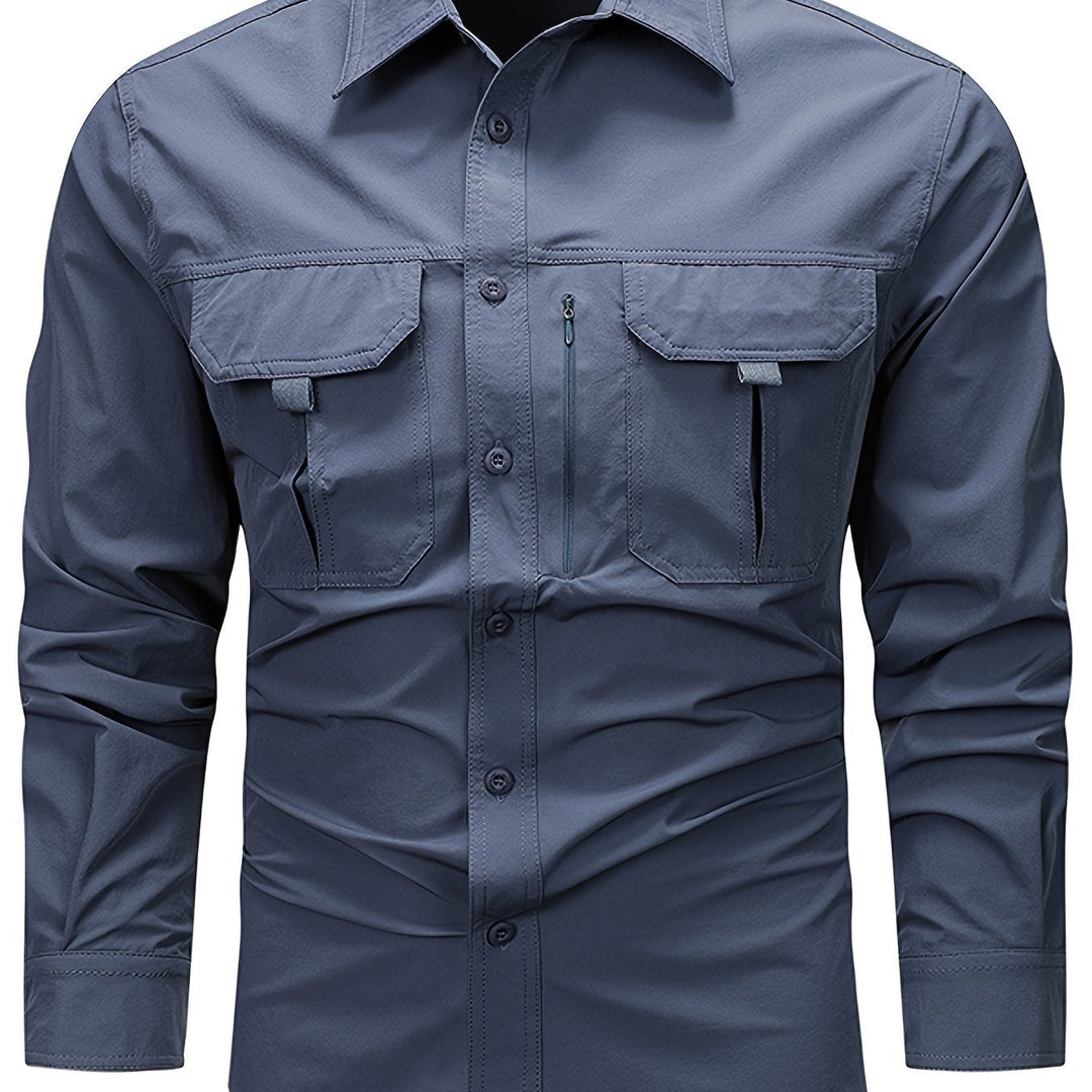 Levoire | Chemise Décontractée Pour Hommes À Manches Longues À Séchage Rapide Haze Bleu