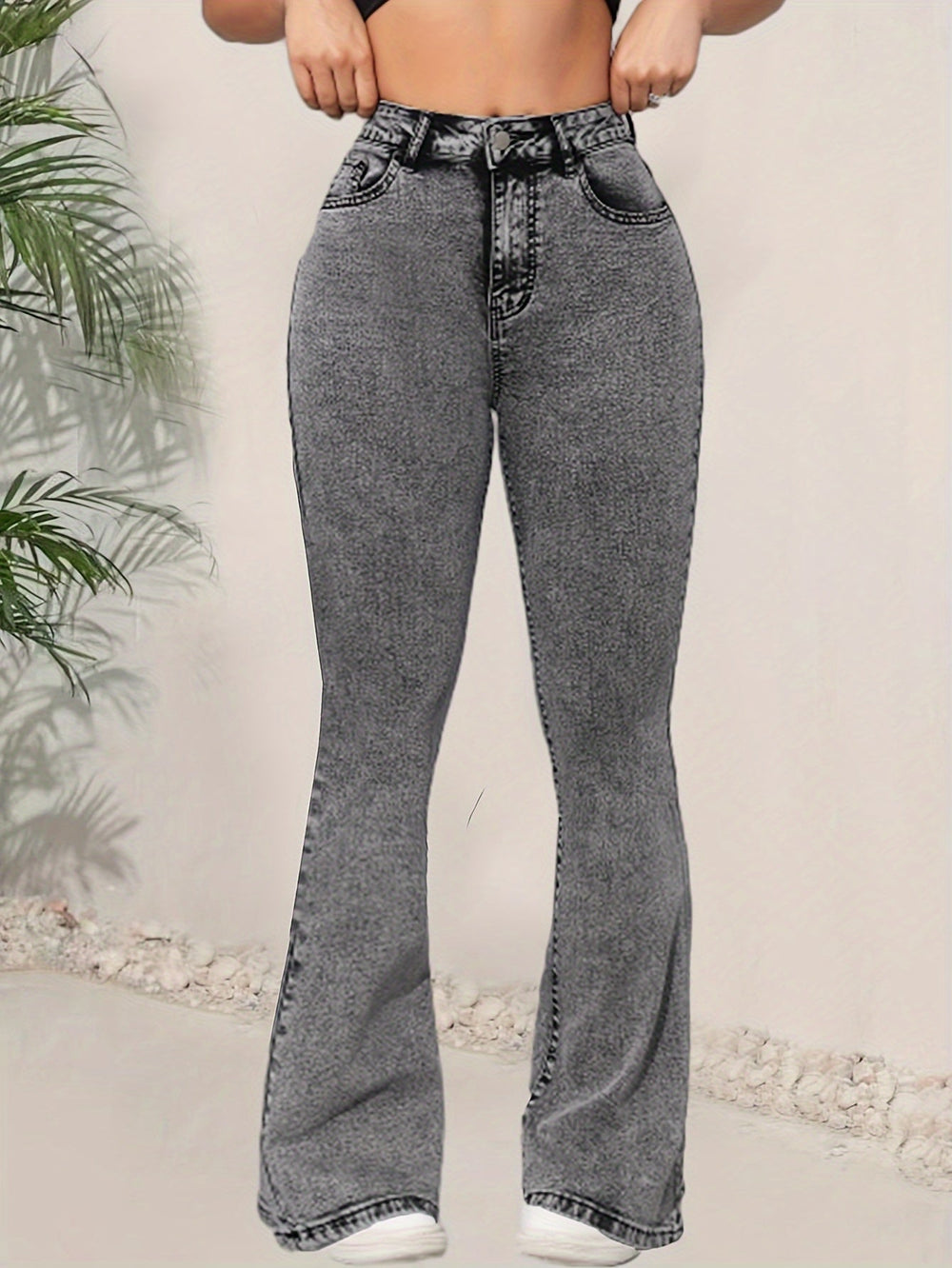 Levoire | Jean Gris Taille Haute Et Jambes Évasées