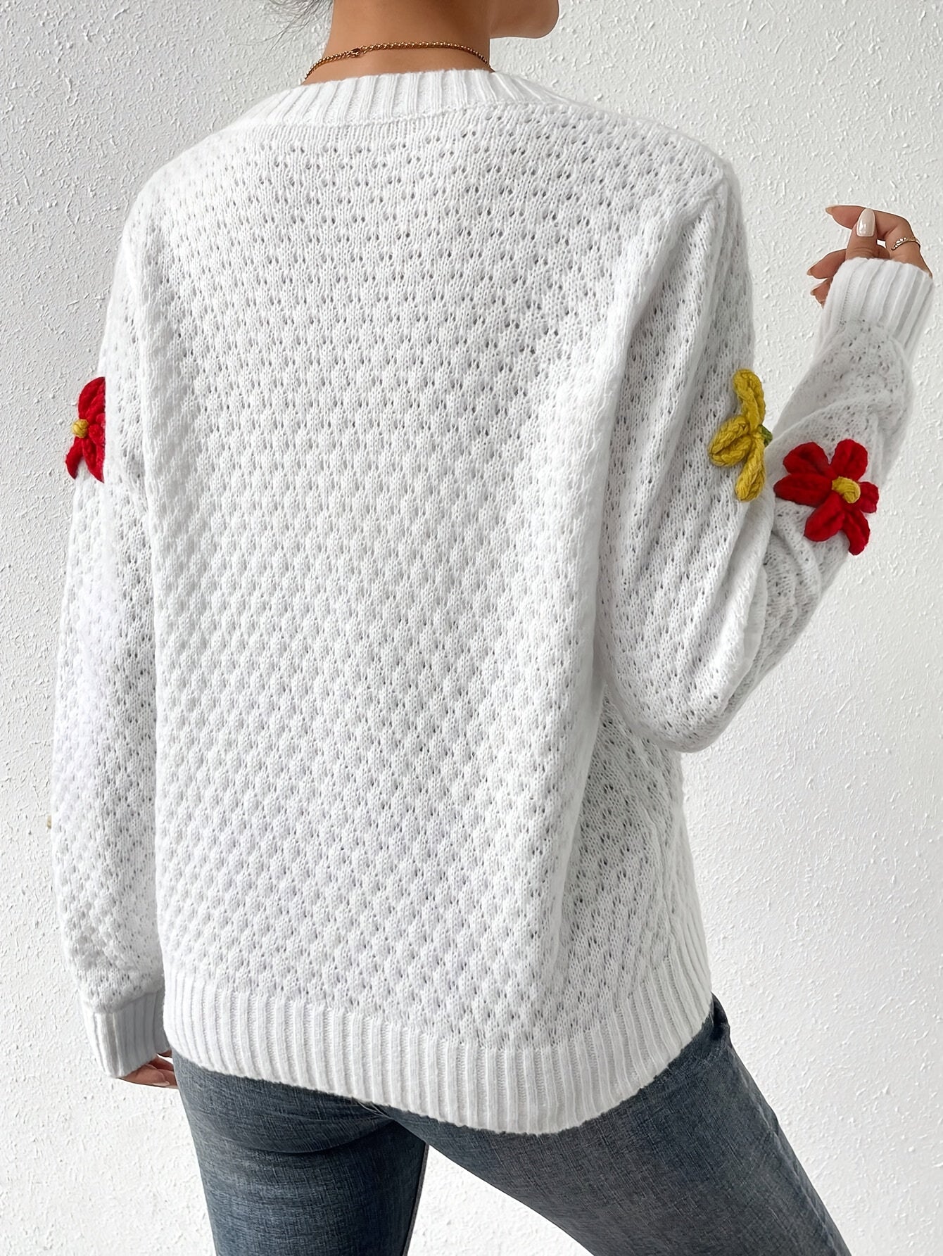 Levoire | Pull En Maille Avec Col Rond Et Motif Floral