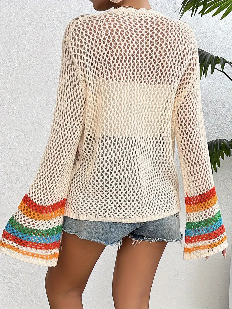 Levoire | Pull Élégant À Col V Tricot Avec Devant Ouvert