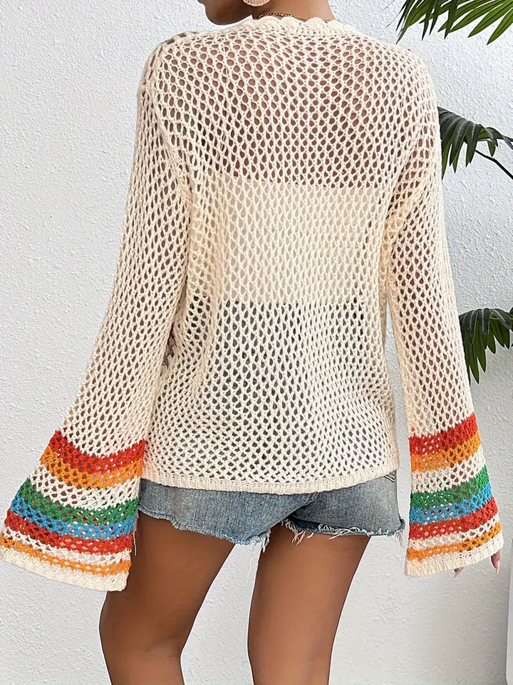 Levoire | Pull Élégant À Col V Tricot Avec Devant Ouvert