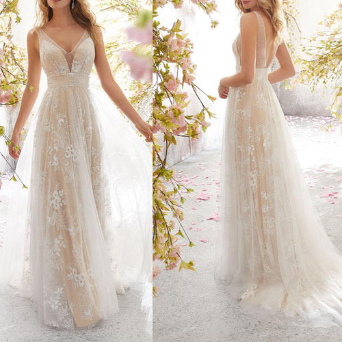 Levoire | Élégant robe de mariée en dentelle sans manches V-aukko