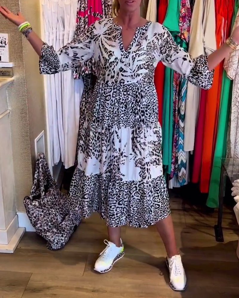 Levoire | Robe De Loisirs Avec Des Manches 3/4 Et Motif Léopard
