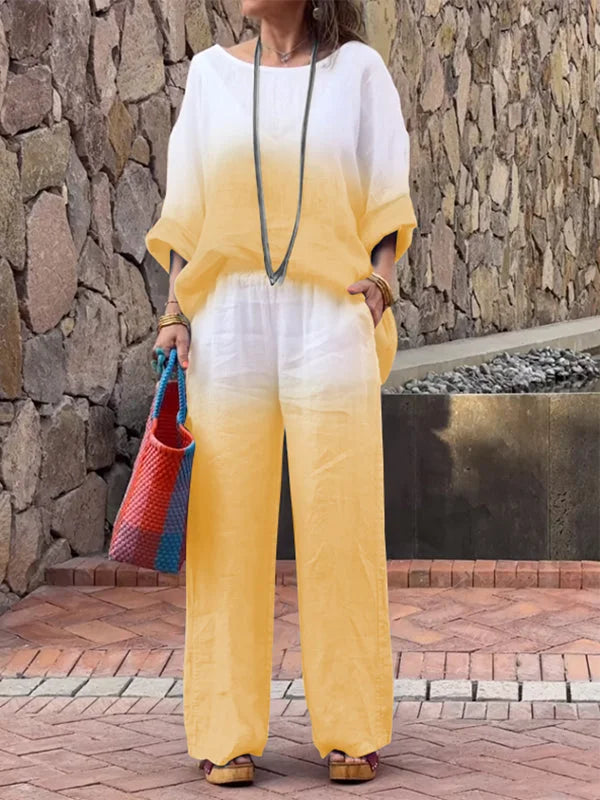 Levoire | Ensemble Pour Femmes En Coton Et Lin Jaune