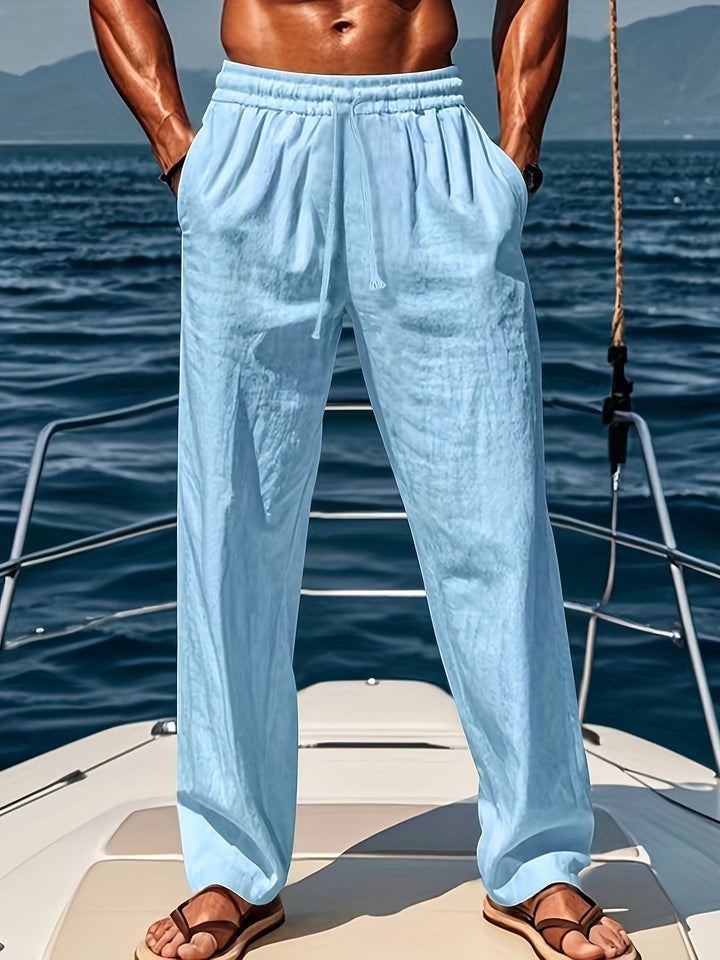 Levoire | Pantalon De Plage Pour Hommes En Coton Avec Cordons Bleu clair