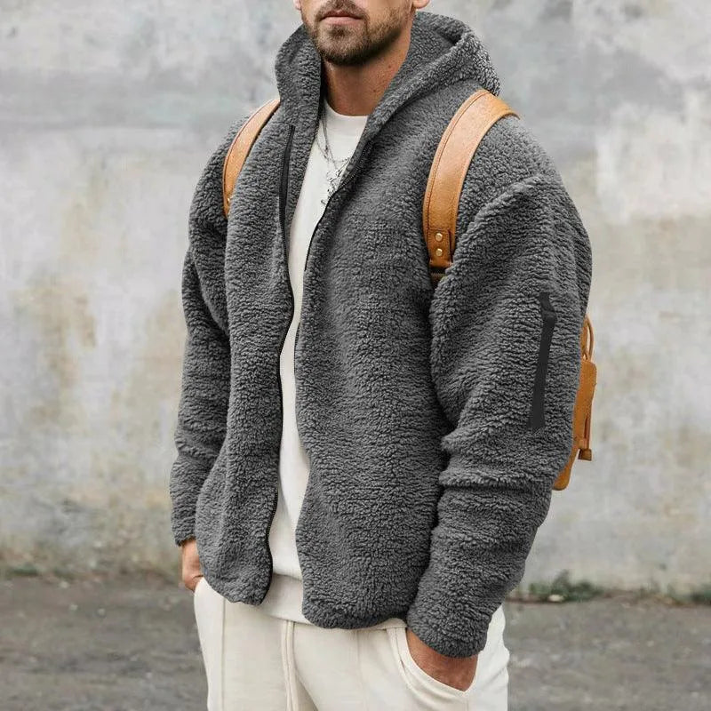 Levoire | Veste en fleece pour hommes avec capuche Gris foncé