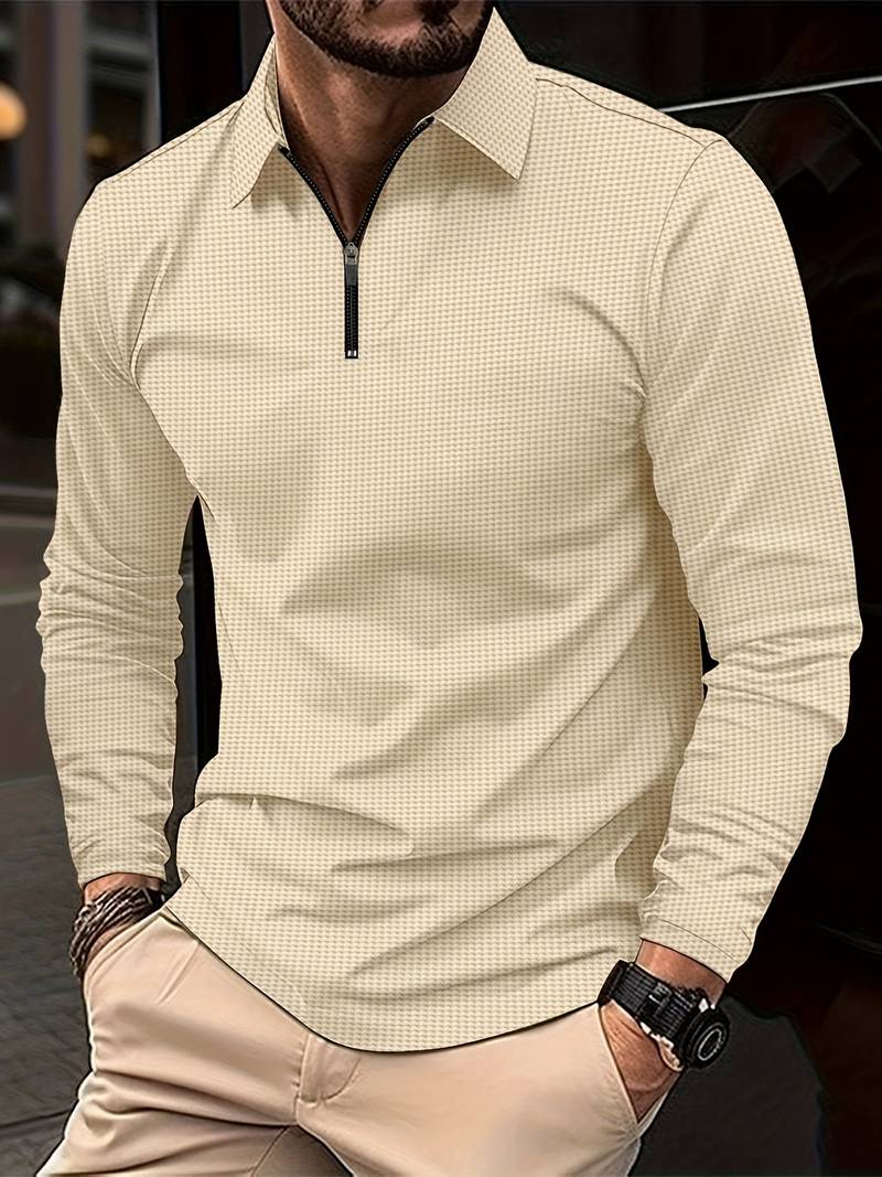 Levoire | Rento T-Shirt À Manches Longues Avec Demi-Fermeture Éclair Waffle Khaki