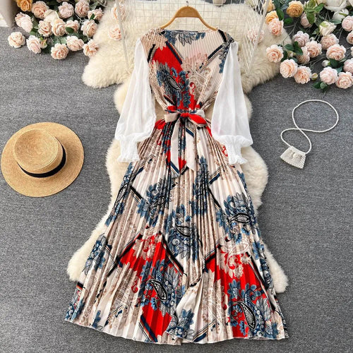 Levoire | Robe avec imprimé ethnique pour femmes, dotée d'un motif floral à nouer