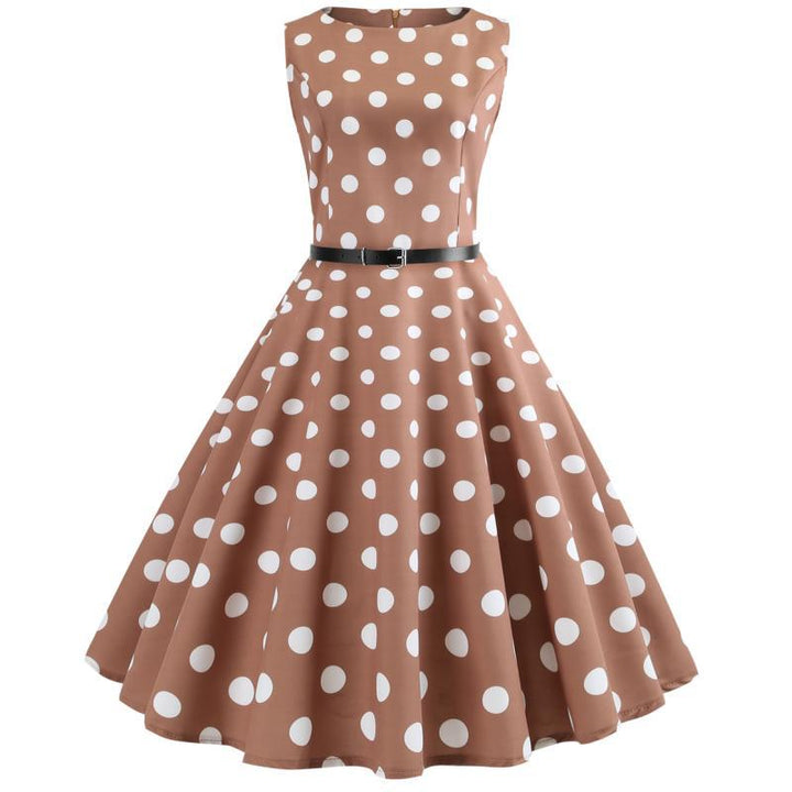 Robe swing rétro pour femmes avec jupe large et motif à pois classique Levoire