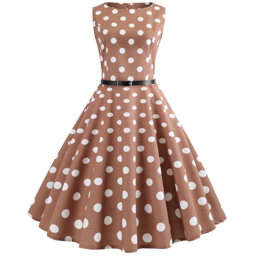 Robe swing rétro pour femmes avec jupe large et motif à pois classique Levoire