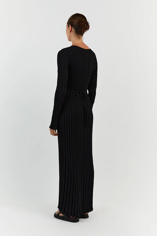 Levoire | Robe Midi Tricot Avec Décolleté En V Et Manches