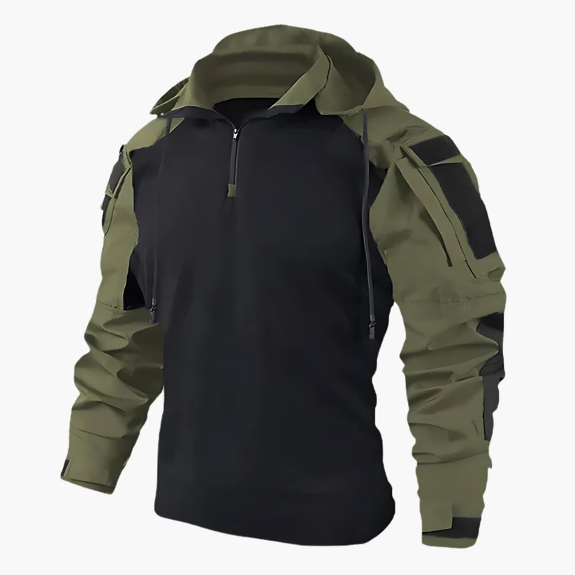 Levoire | Veste À Capuche Tactique Étanche À Manches Longues Avec Poches Vert foncé