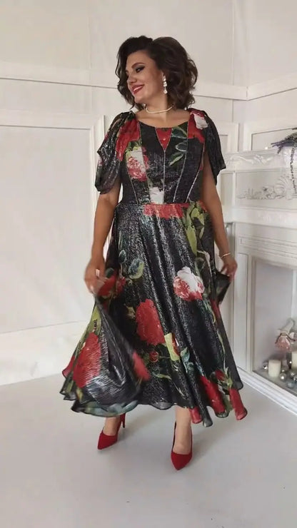 Levoire | Robe à fleurs pour femmes - Noir Noir