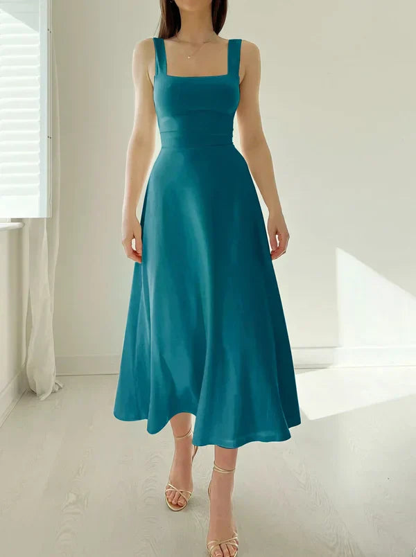 Levoire | Robe midi réversible Audrey en bambou biologique avec poches Bleu-vert