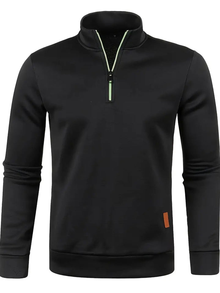 Levoire | Rento Manches Longues Fleece Halb Ykk Zippée Sweatshirt Noir
