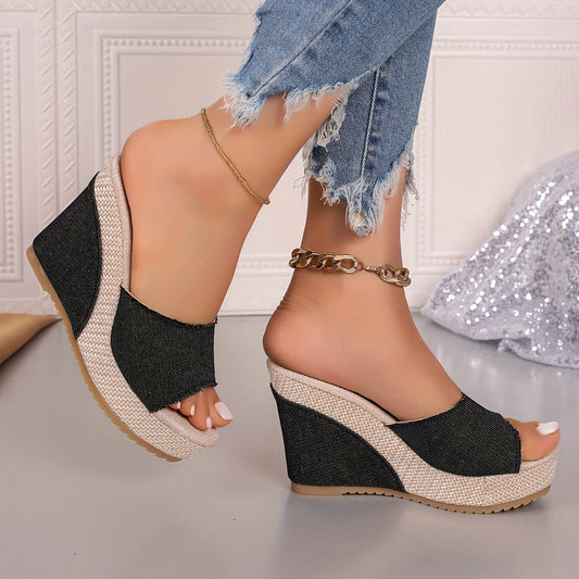 Levoire | Sandales À Talons Hauts En Denim Pour Femmes