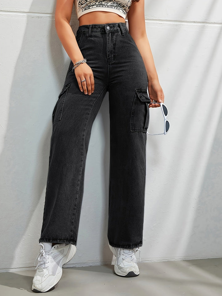 Levoire | Rennot Denim Cargo-Pantalons Avec Jambe Large Et Taille Haute