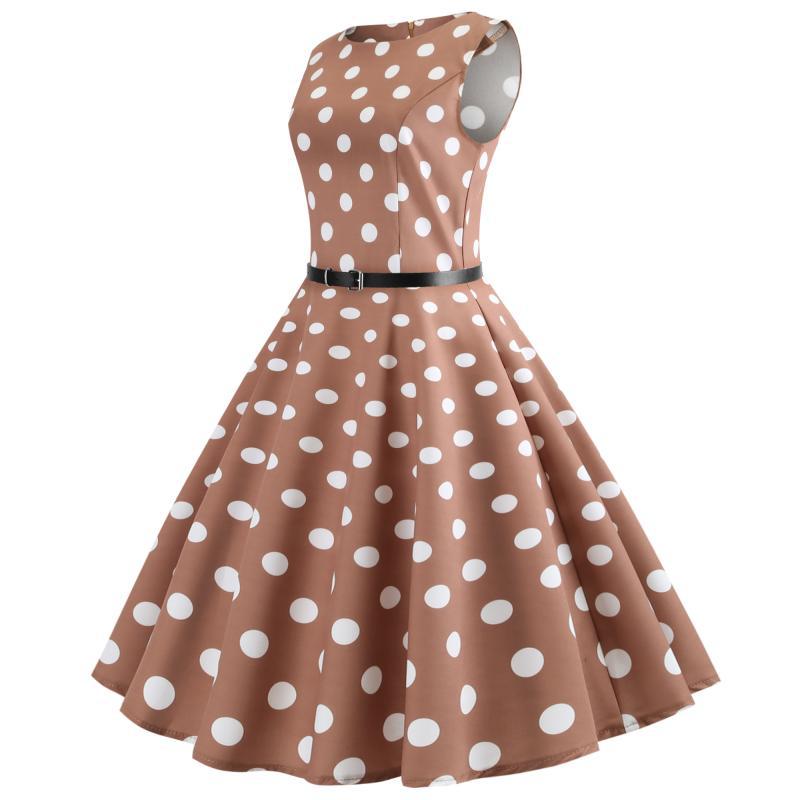 Robe swing rétro pour femmes avec jupe large et motif à pois classique Levoire