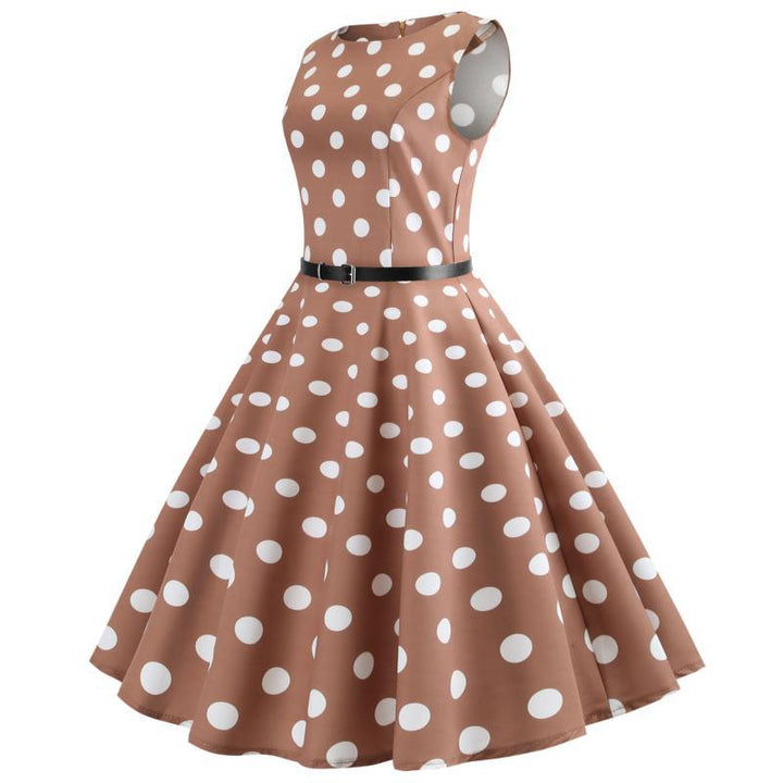 Robe swing rétro pour femmes avec jupe large et motif à pois classique Levoire