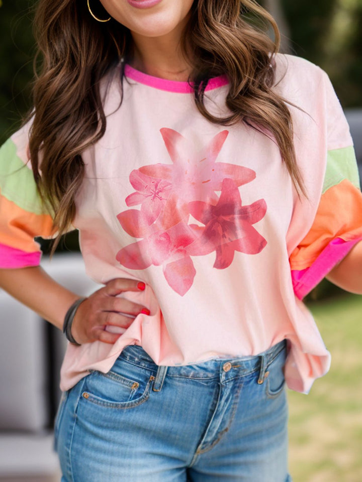 Levoire | Comtesse Col Rond Manches Courtes T-shirt Rose de pastèque