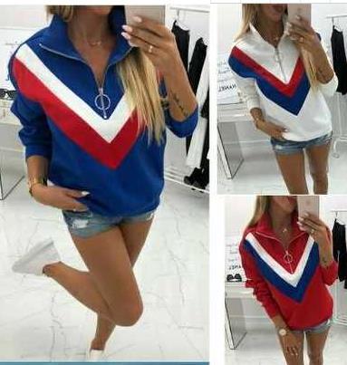 Sweat-shirt sportif pour femmes avec un col en V tendance et des détails color block élégants Levoire