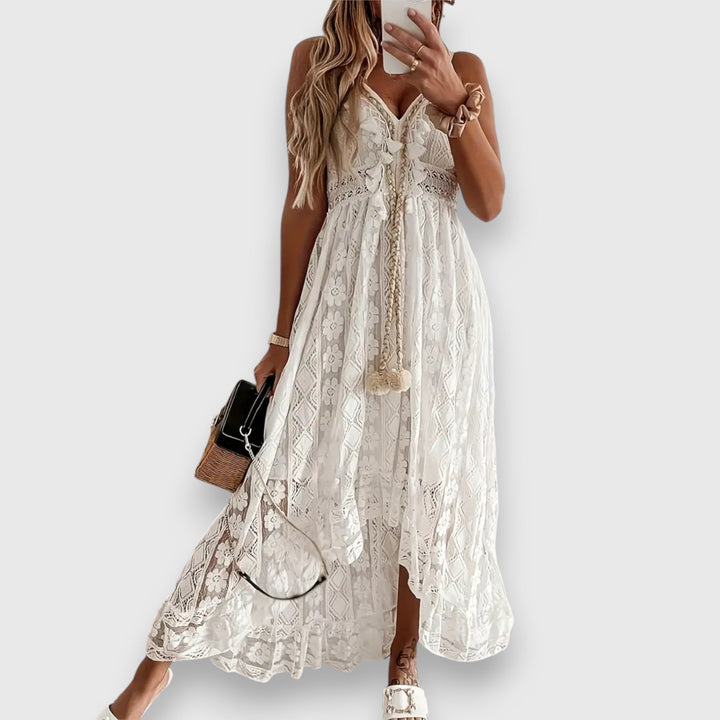 Levoire | Robe Légante Avec Dentelle Blanc