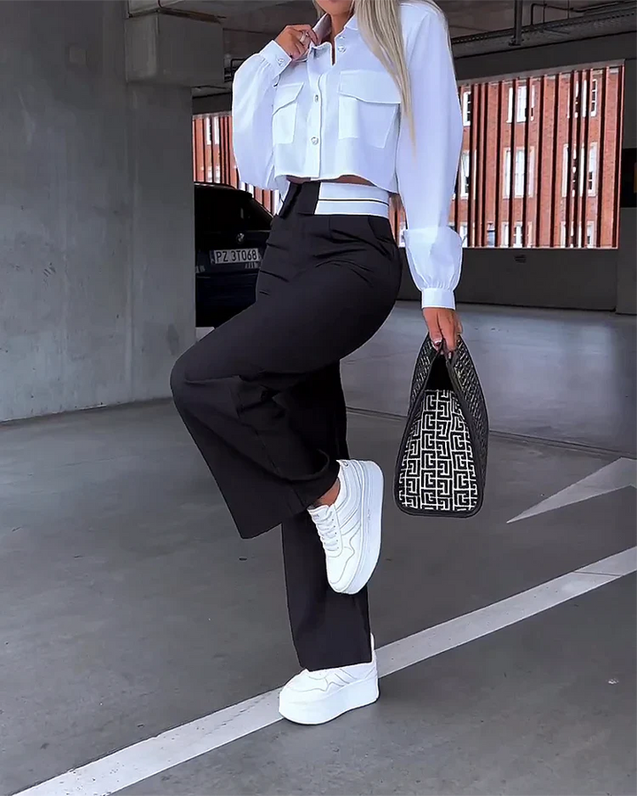Levoire | Crop Top & Pantalon Largemonté Taille Haute Satz