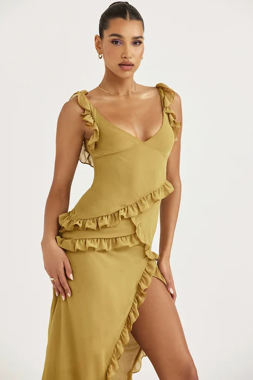 Levoire | Robe Longue D'été Élégante Pour Femme Vert