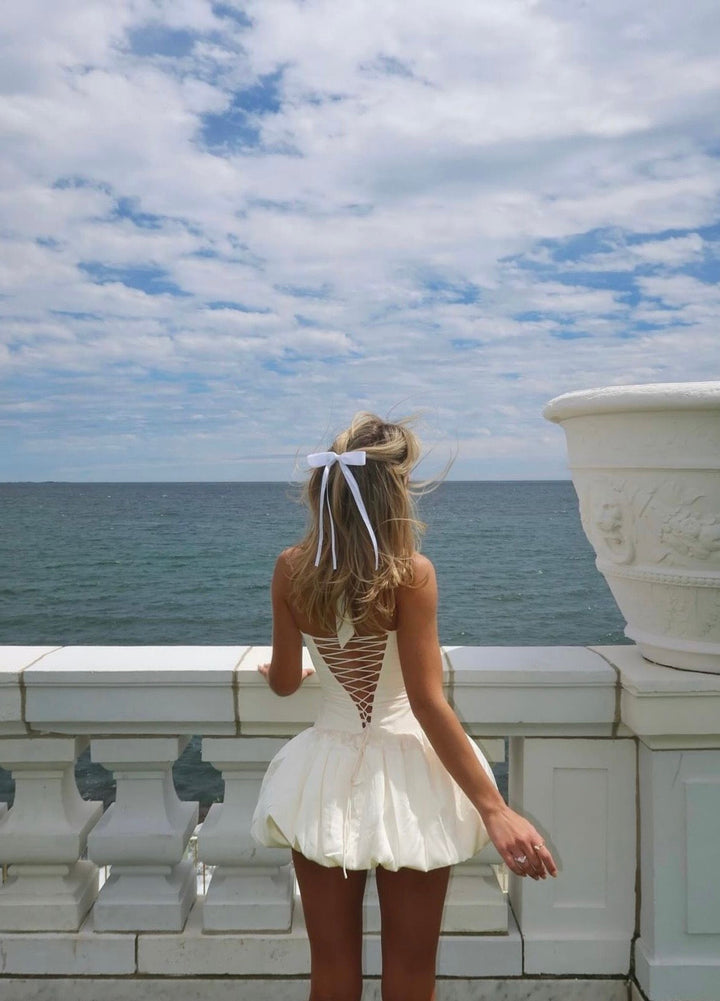 Levoire | Ibiza Blanc Ballon Ourlet Lacer Halterneck Corset Blanc