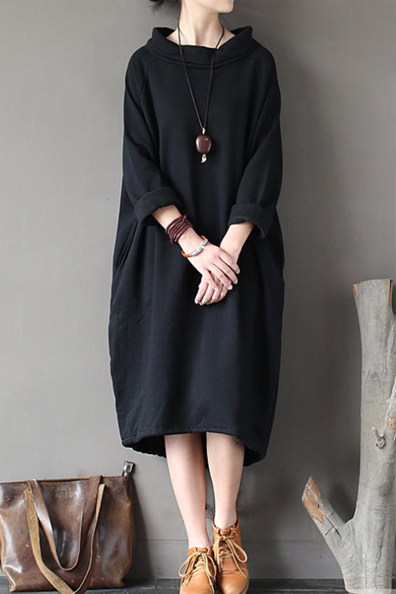 Levoire | Robe De Sweatshirt Longue Preto