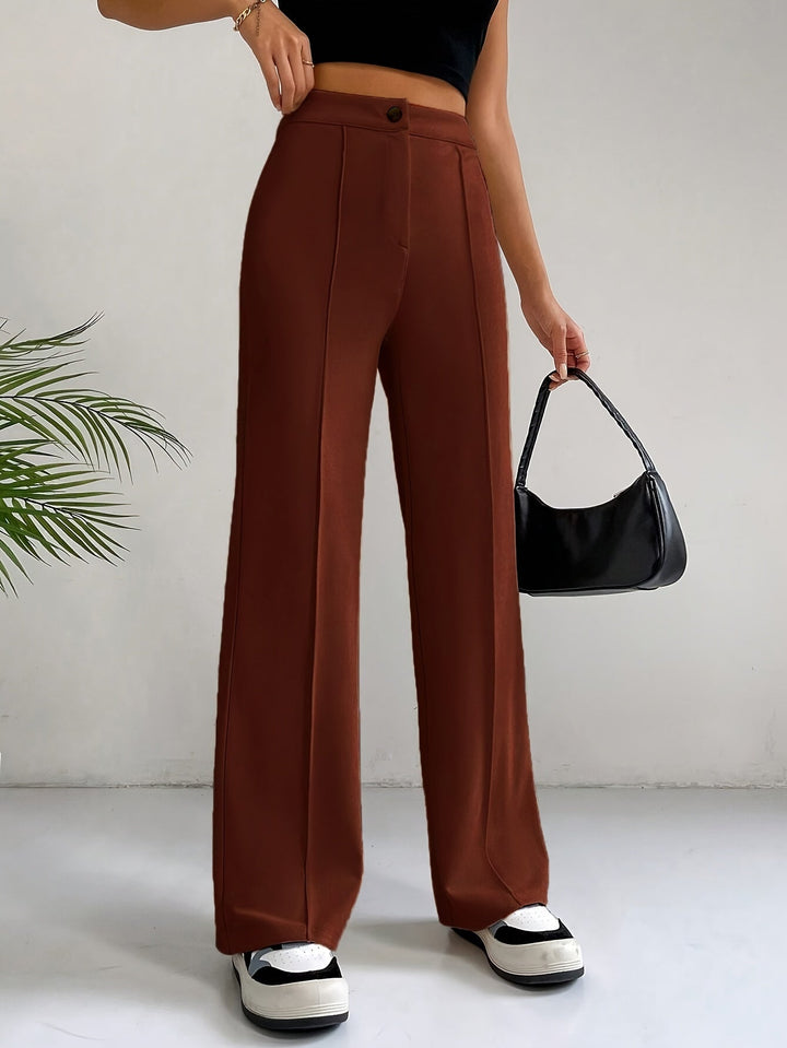Levoire | Pantalons Droits À Taille Haute Confortables Avec Bouton Rot