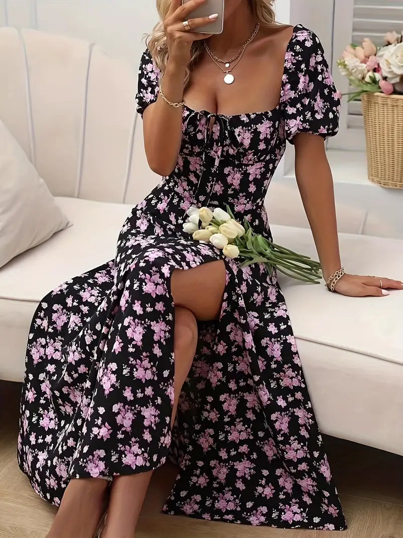Levoire | Robe En A-Ligne Avec Imprimé Floral Et Manches Bouffantes Pour Le Printemps Et L'Été