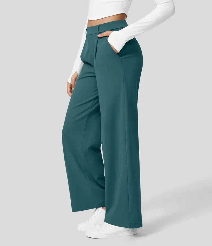 Levoire | Pantalon Palazzo Évasé Taille Haute Pour Femmes Les profondeurs de l'Atlantique