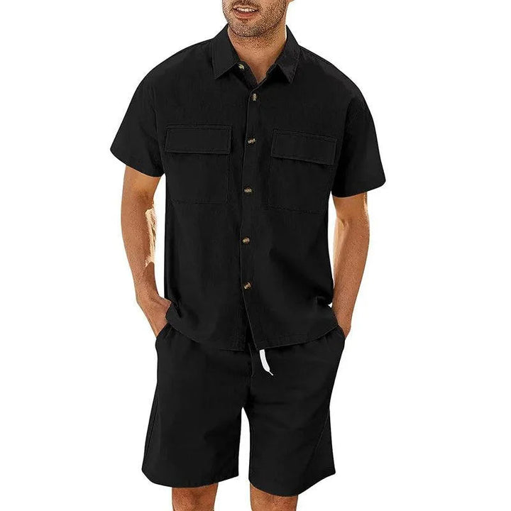 Levoire | Chemise et shorts à cordon pour hommes Noir