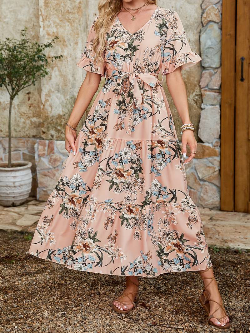 Levoire | Robe À Manches Courtes Avec Imprimé Floral