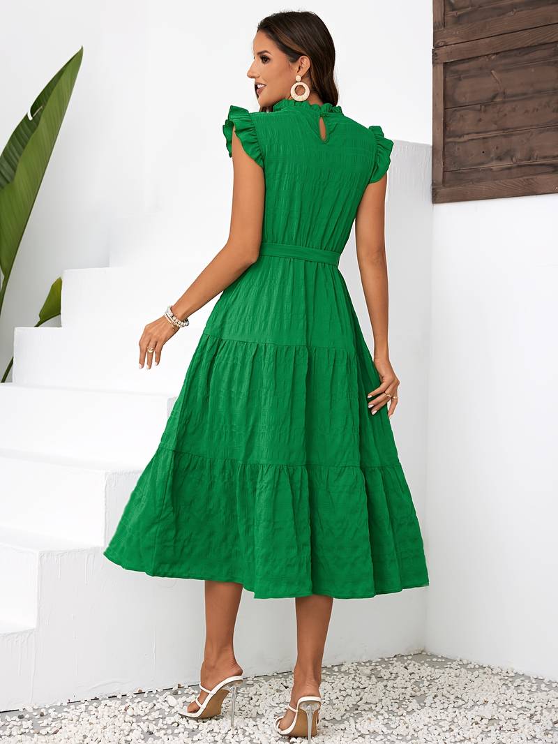 Levoire | Robe Avec Ceinture Et Ourlet À Volants Au Décolleté