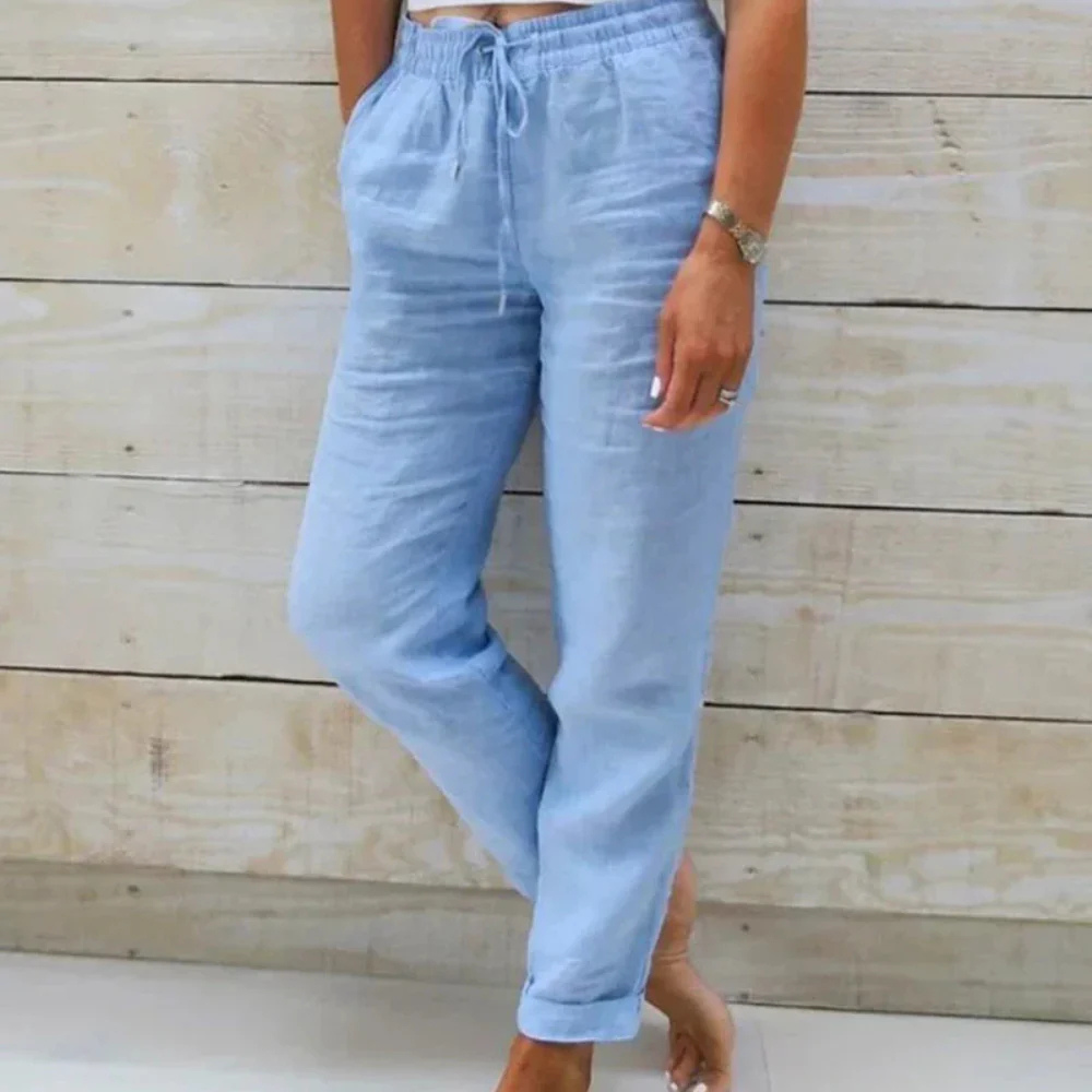 Levoire | Pantalons D'Été Légers En Lin Bleu