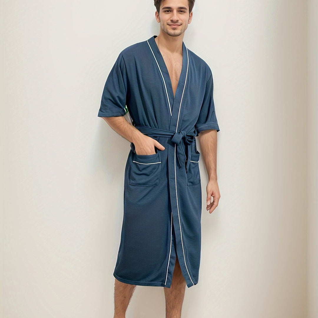 Levoire | Peignoir Pour Homme Élégant À Manches Courtes Et Poches Doubles