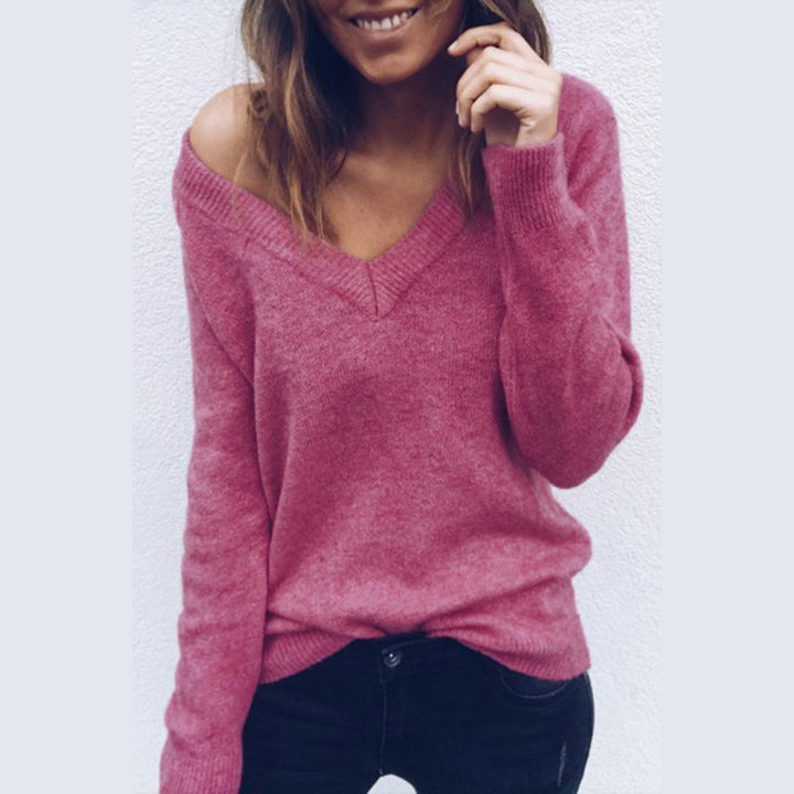 Pull femme avec col en V et coupe décontractée Levoire