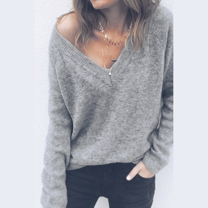 Pull femme avec col en V et coupe décontractée Levoire