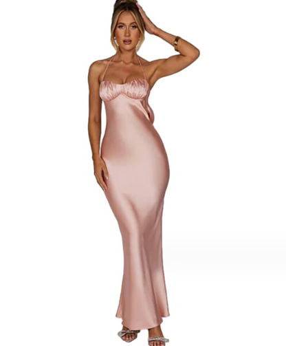 Levoire | Robe Ajustée à Décolleté Plongeant et Dos Ouvert Rose