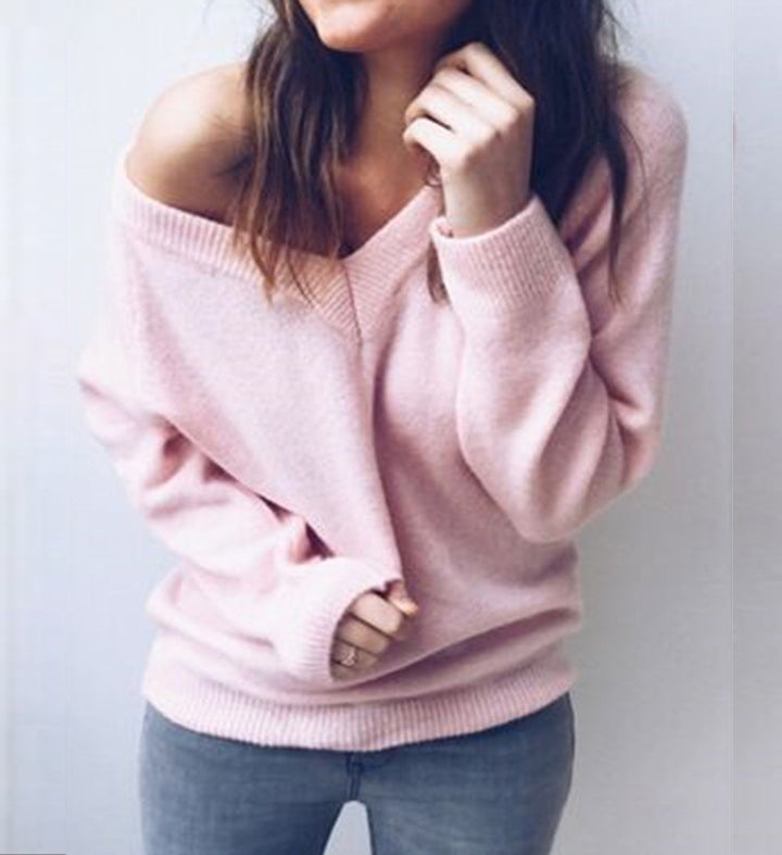 Pull femme avec col en V et coupe décontractée Levoire